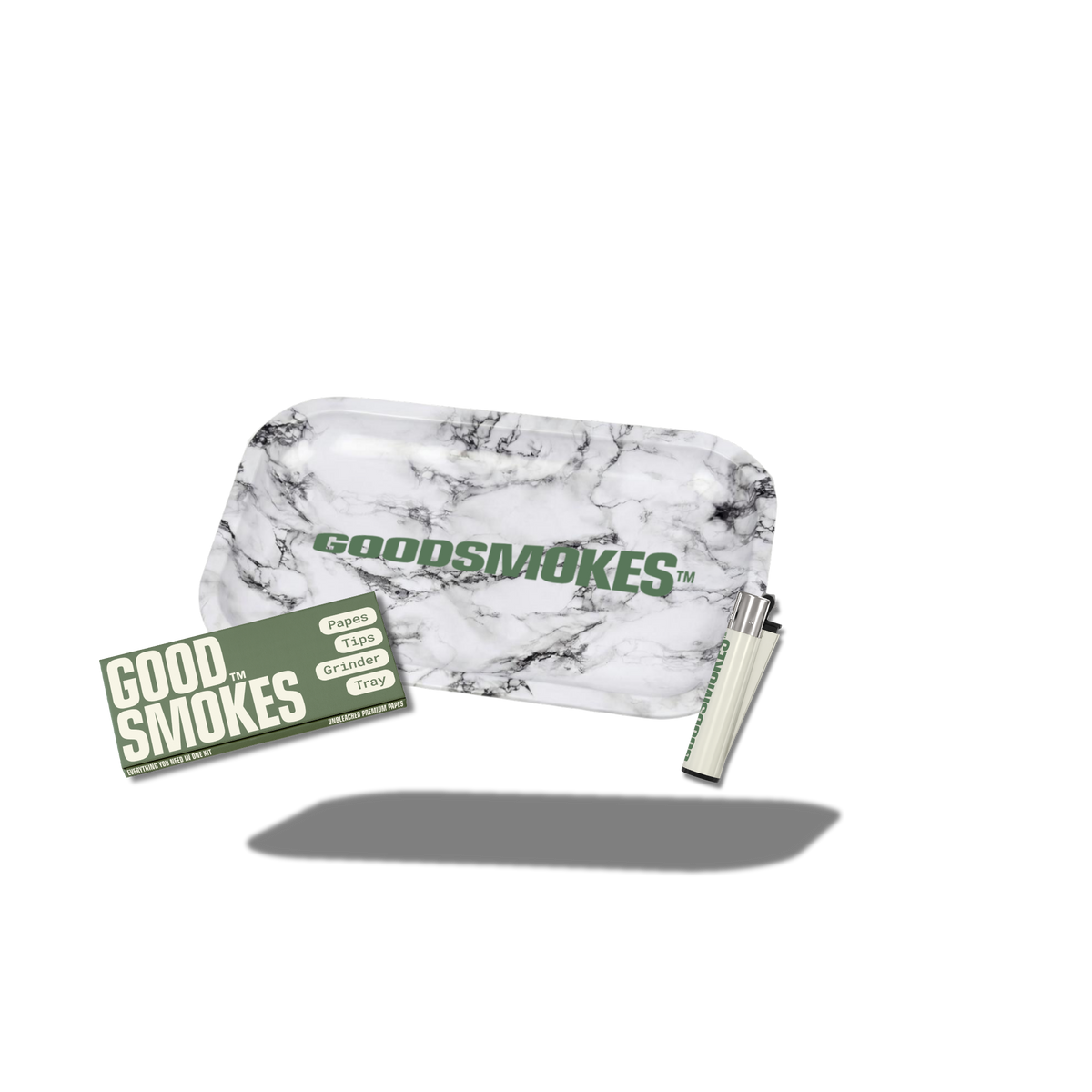 Goodsmokes Green Bundle Deal: Rolling Kit, Marmor-Tray und Feuerzeug